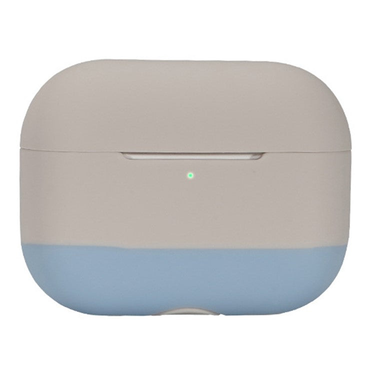 For AirPods Pro 2 Silicone Case Contrast Color Bluetooth Earphone Cover - Apricot+Apricot+Denim Blue