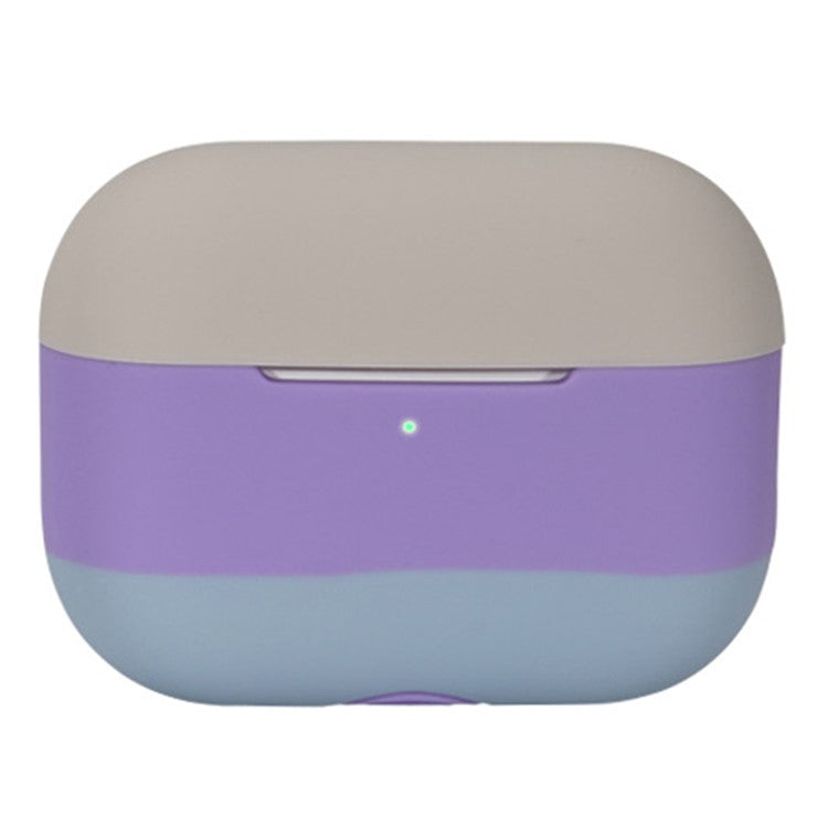 For AirPods Pro 2 Silicone Case Contrast Color Bluetooth Earphone Cover - Apricot+Violet+Denim Blue