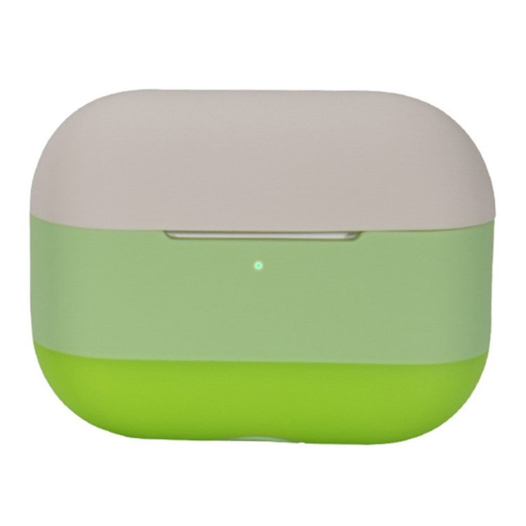 For AirPods Pro 2 Silicone Case Contrast Color Bluetooth Earphone Cover - Apricot+Matcha Green+Bright Green