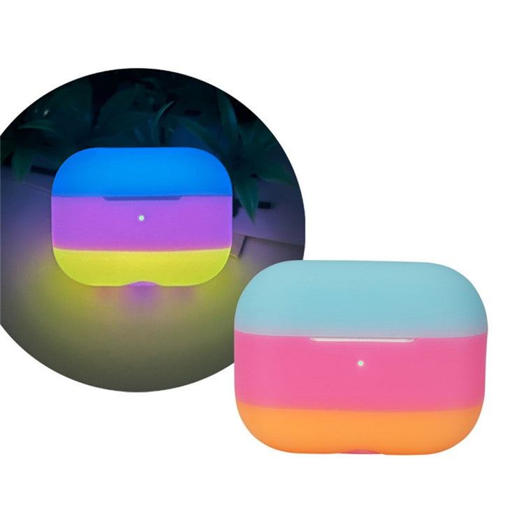 For AirPods Pro 2 Silicone Case Contrast Color Bluetooth Earphone Cover - Luminous Blue+Luminous Pink+Luminous Yellow