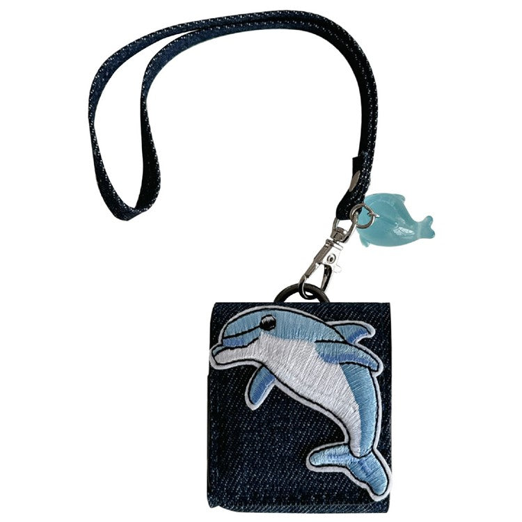 For Apple AirPods with Wireless Charging Case (2019) / AirPods with Charging Case (2019) / (2016) Earphone Bag with Luminous Pendant -Dolphin