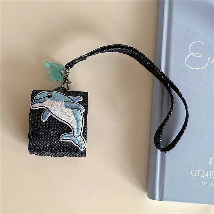 For Apple AirPods with Wireless Charging Case (2019) / AirPods with Charging Case (2019) / (2016) Earphone Bag with Luminous Pendant -Dolphin