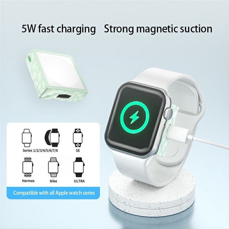 For Apple Watch 5W Fast Wireless Charger Water Cube Portable PC Magnetic Watch Charging Dock - Sapphire