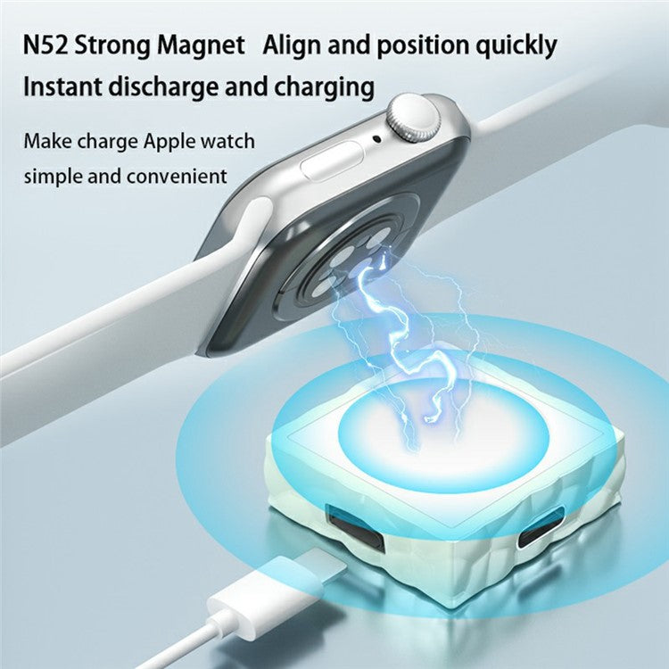 For Apple Watch 5W Fast Wireless Charger Water Cube Portable PC Magnetic Watch Charging Dock - Sapphire