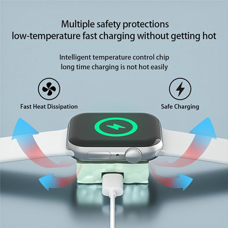 For Apple Watch 5W Fast Wireless Charger Water Cube Portable PC Magnetic Watch Charging Dock - Sapphire
