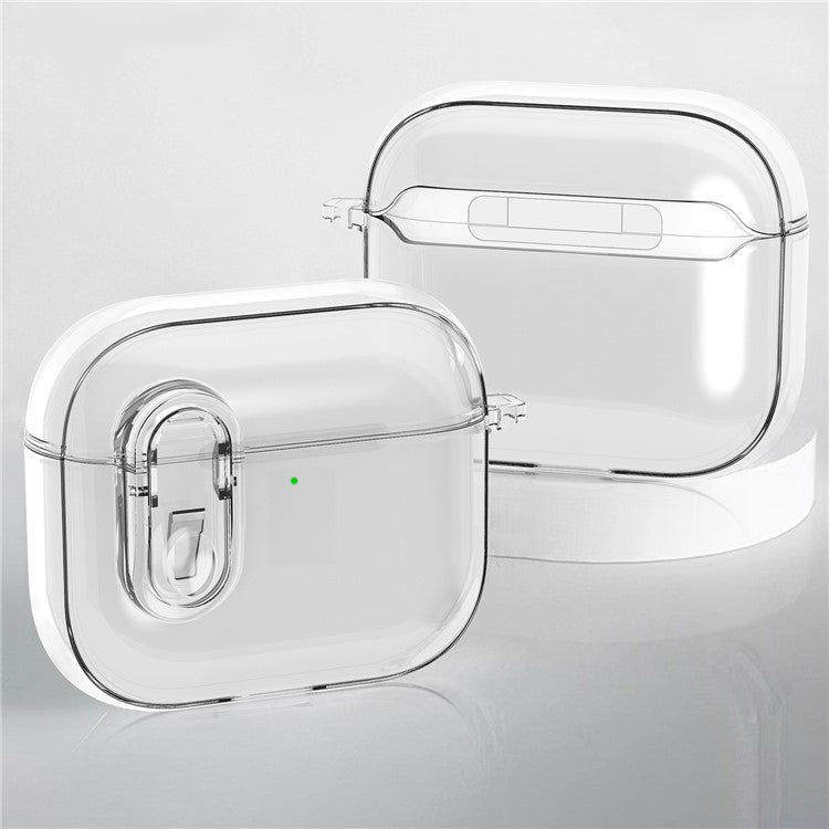 For Apple AirPods 4 Earphone Protective Case Snap Switch Ice Crystal Clear TPU+PC Cover - Transparent