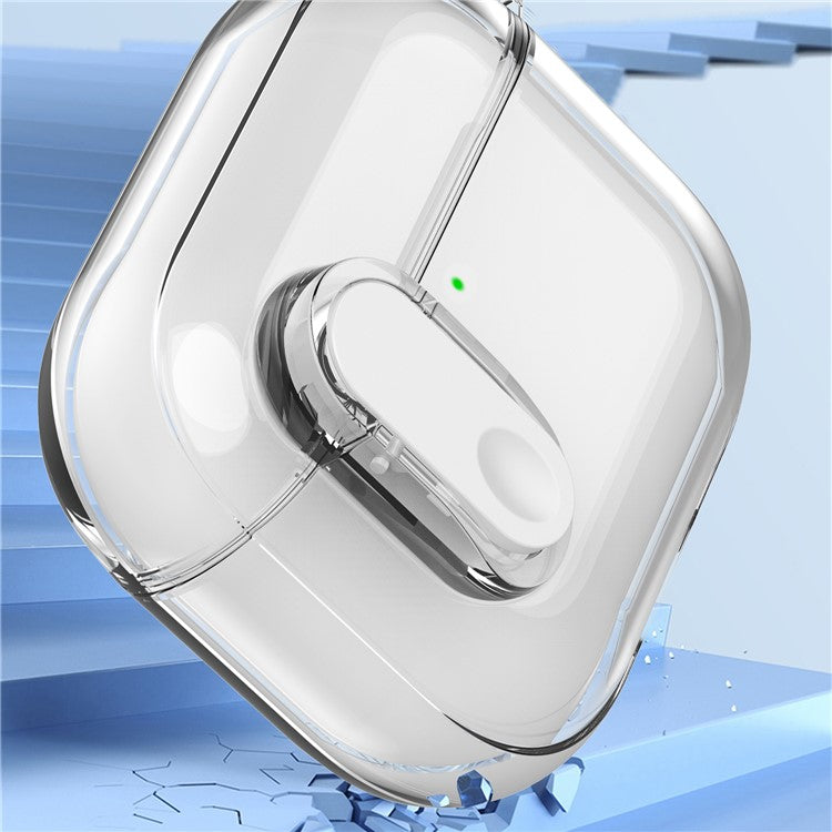For Apple AirPods 4 Earphone Protective Case Snap Switch Ice Crystal Clear TPU+PC Cover - Transparent Grey