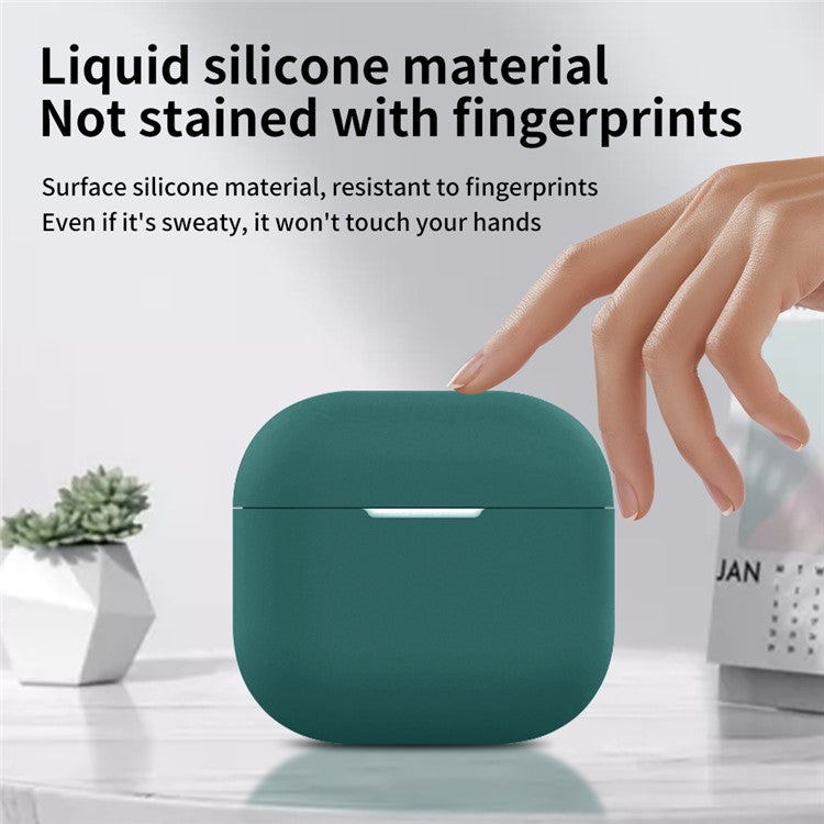 For AirPods 4 Silicone Case Bluetooth Earphone Anti-scratch Protective Cover - Matcha Green