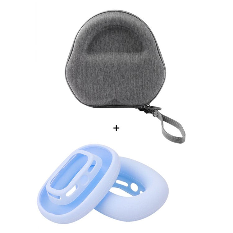 For AirPods Max 2024 (USB-C) / Max EVA Storage Bag Headphone Carrying Case with 1 Pair Earpad Silicone Case - Sky Blue