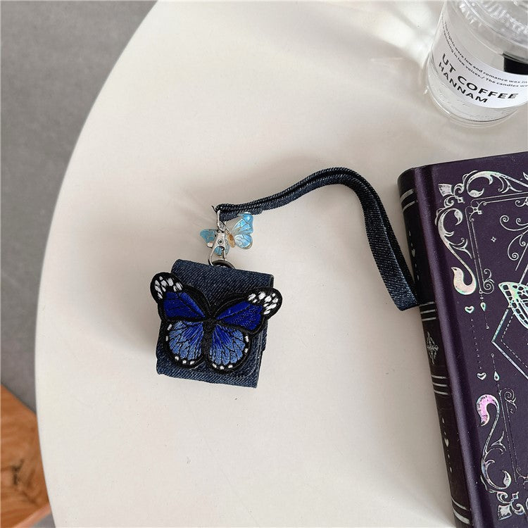 For Apple AirPods with Wireless Charging Case (2019) / AirPods with Charging Case (2019) / (2016) Case Butterfly Pattern Earbuds Cover - Blue