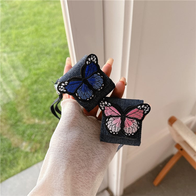 For Apple AirPods with Wireless Charging Case (2019) / AirPods with Charging Case (2019) / (2016) Case Butterfly Pattern Earbuds Cover - Blue