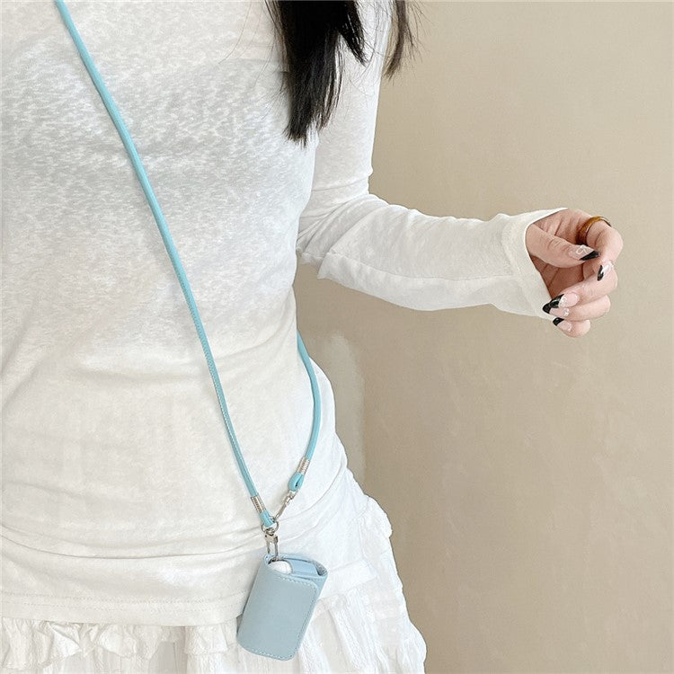 For Apple AirPods Pro 2 / AirPods Pro Charging Case Cover Simple Style Bluetooth Earbuds Case with Shoulder / Wrist Strap - Sky Blue