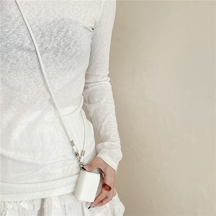 For Apple AirPods Pro 2 / AirPods Pro Charging Case Cover Simple Style Bluetooth Earbuds Case with Shoulder / Wrist Strap - White