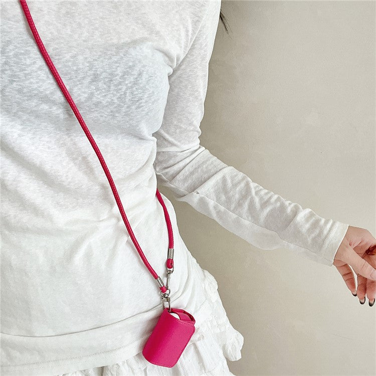 For Apple AirPods Pro 2 / AirPods Pro Charging Case Cover Simple Style Bluetooth Earbuds Case with Shoulder / Wrist Strap - Rose