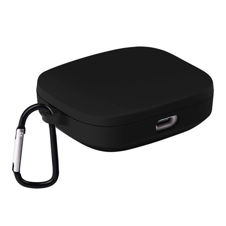 For Xiaomi Redmi Buds 6 Silicone Case Bluetooth Earphone Cover with Carabiner - Black