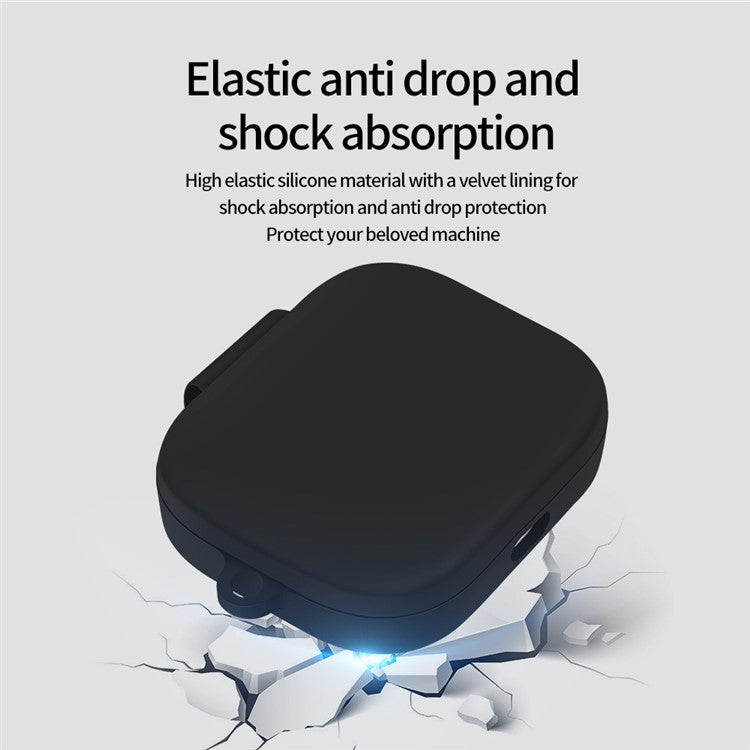 For Xiaomi Redmi Buds 6 Silicone Case Bluetooth Earphone Cover with Carabiner - Black