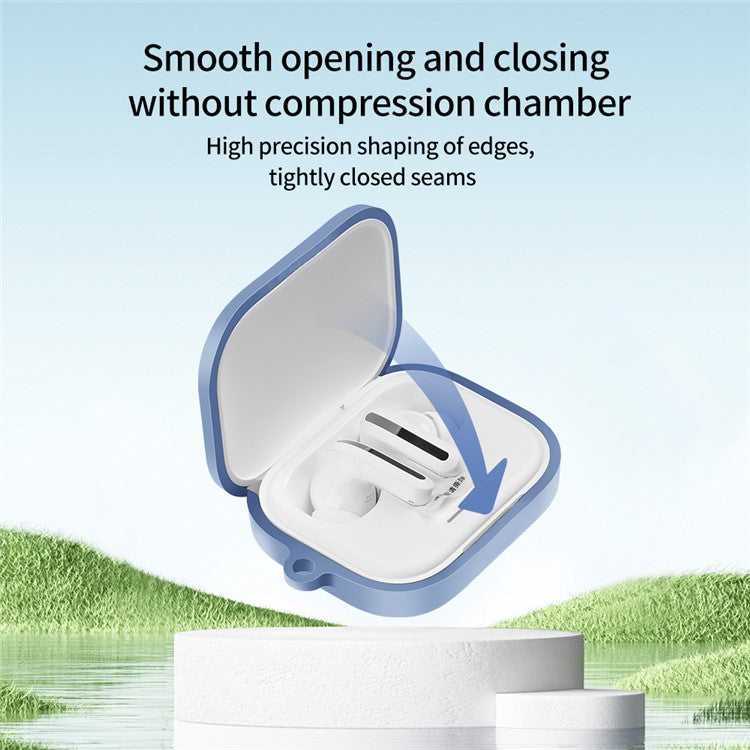 For Xiaomi Redmi Buds 6 Silicone Case Bluetooth Earphone Cover with Carabiner - White