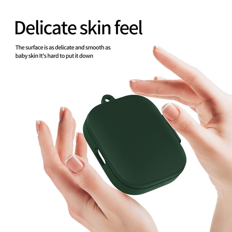 For Xiaomi Redmi Buds 6 Silicone Case Bluetooth Earphone Cover with Carabiner - Green