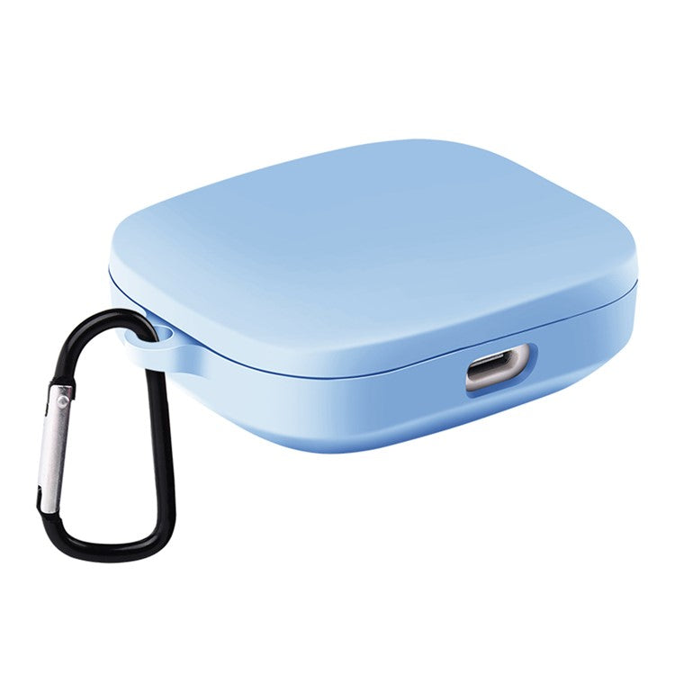 For Xiaomi Redmi Buds 6 Silicone Case Bluetooth Earphone Cover with Carabiner - Sky Blue