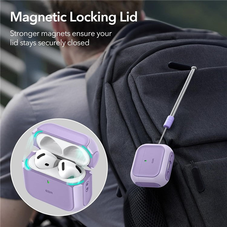 ESR For AirPods 4 Earphone Case PC+TPU Orbit Hybrid Cover with Halolock - Purple