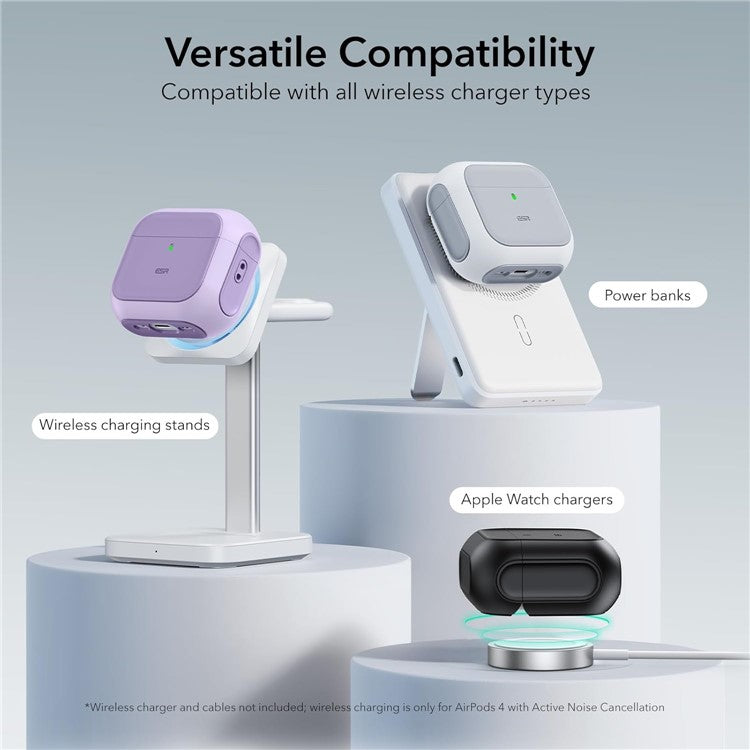 ESR For AirPods 4 Earphone Case PC+TPU Orbit Hybrid Cover with Halolock - Purple