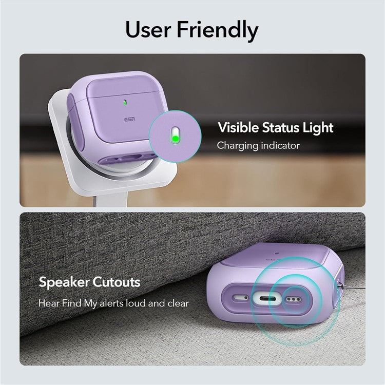 ESR For AirPods 4 Earphone Case PC+TPU Orbit Hybrid Cover with Halolock - Purple