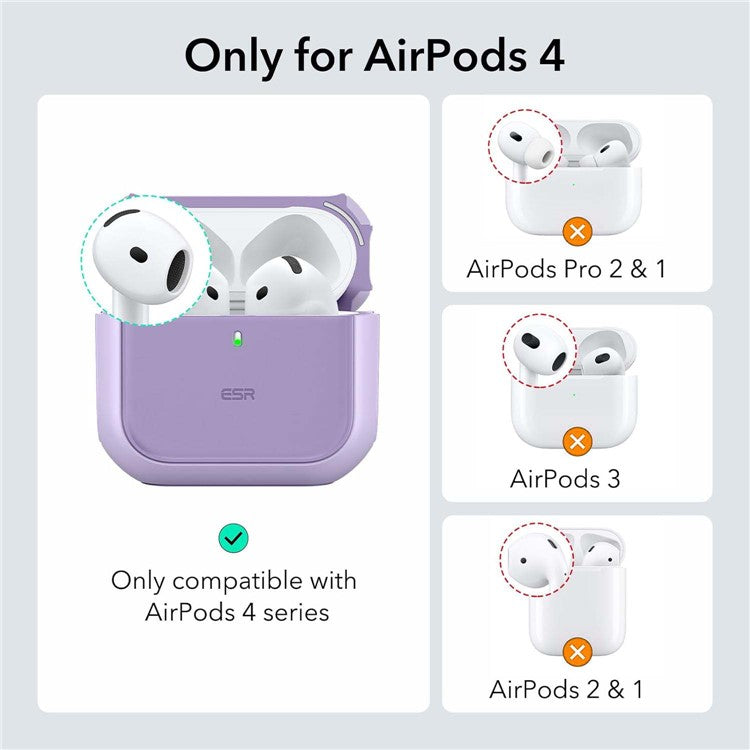 ESR For AirPods 4 Earphone Case PC+TPU Orbit Hybrid Cover with Halolock - Purple