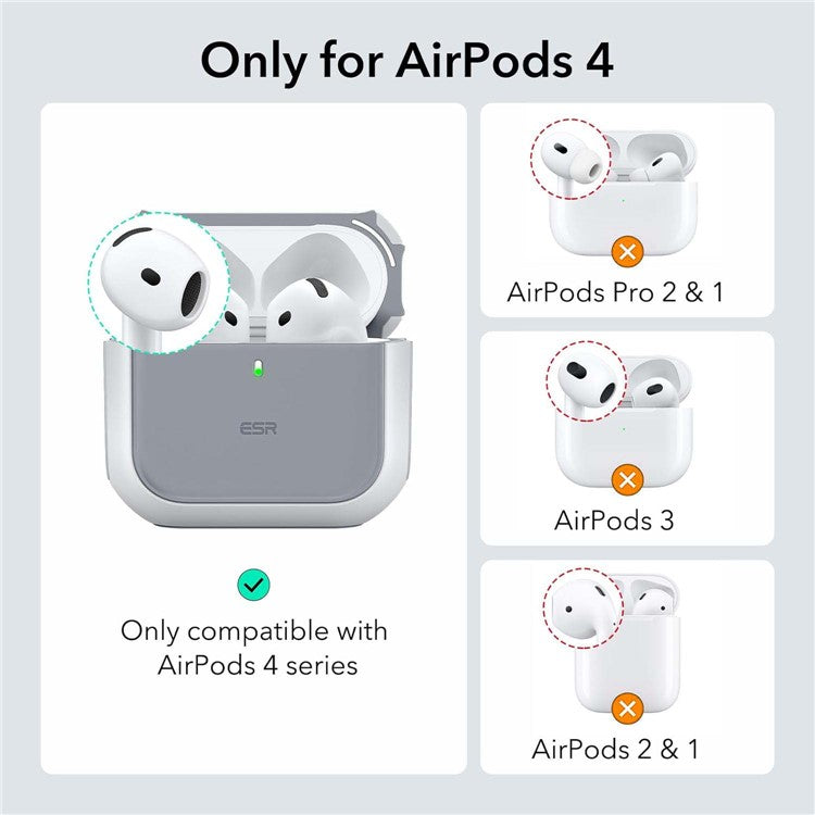 ESR For AirPods 4 Earphone Case PC+TPU Orbit Hybrid Cover with HaloLock - White