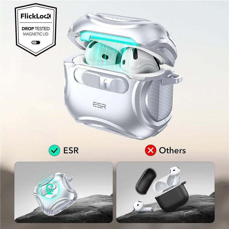 ESR Pulse Magnetic Lock Case for AirPods 4 Headset Protective Cover with Strap - Black