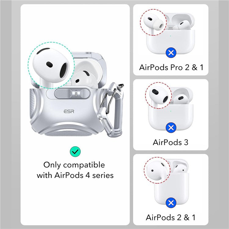 ESR Pulse Magnetic Lock Case for AirPods 4 Headset Protective Cover with Strap - Black