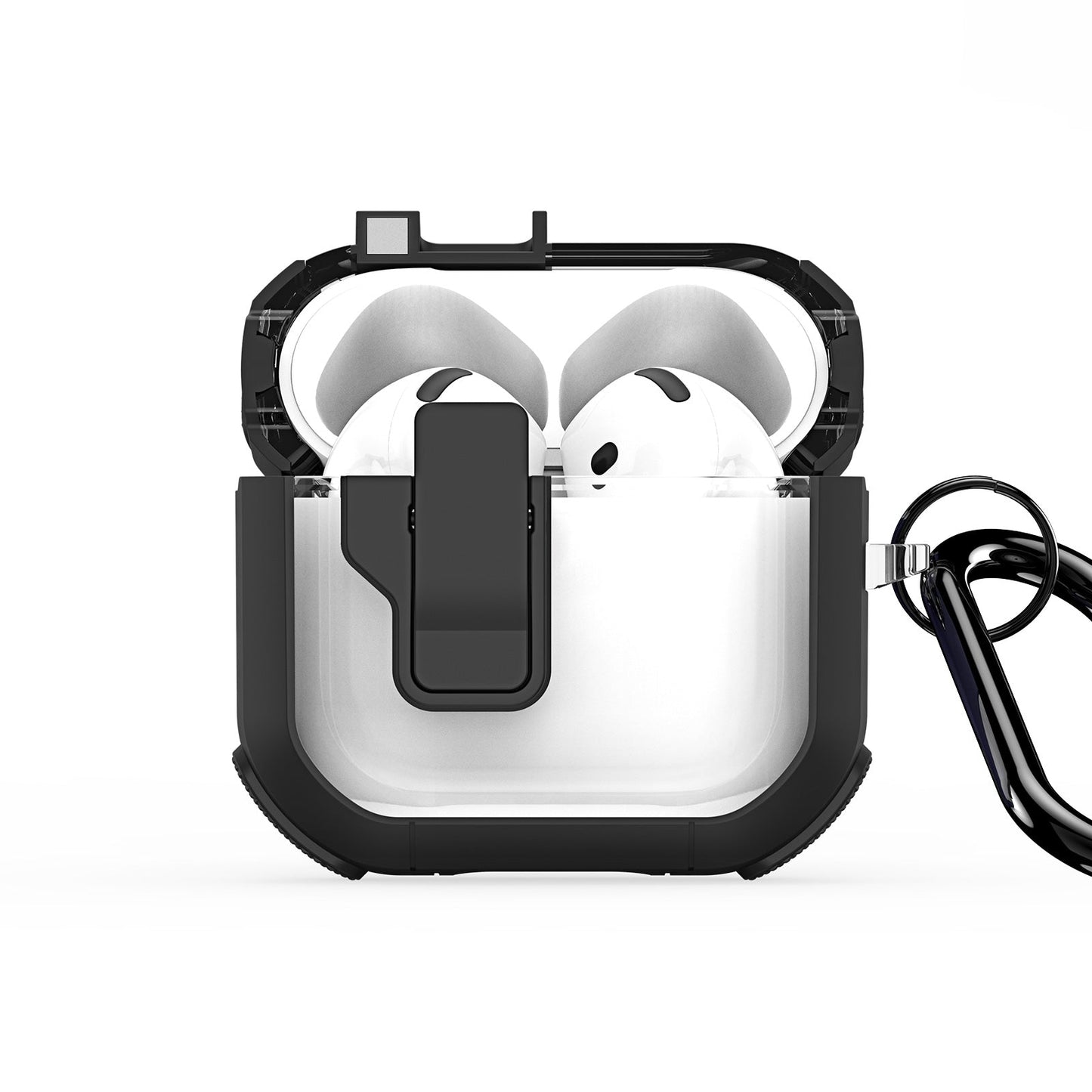 For AirPods 4 Earphone Case DUX DUCIS PECN Series PC+TPU Case Bluetooth Earphone Cover with Hook - Black