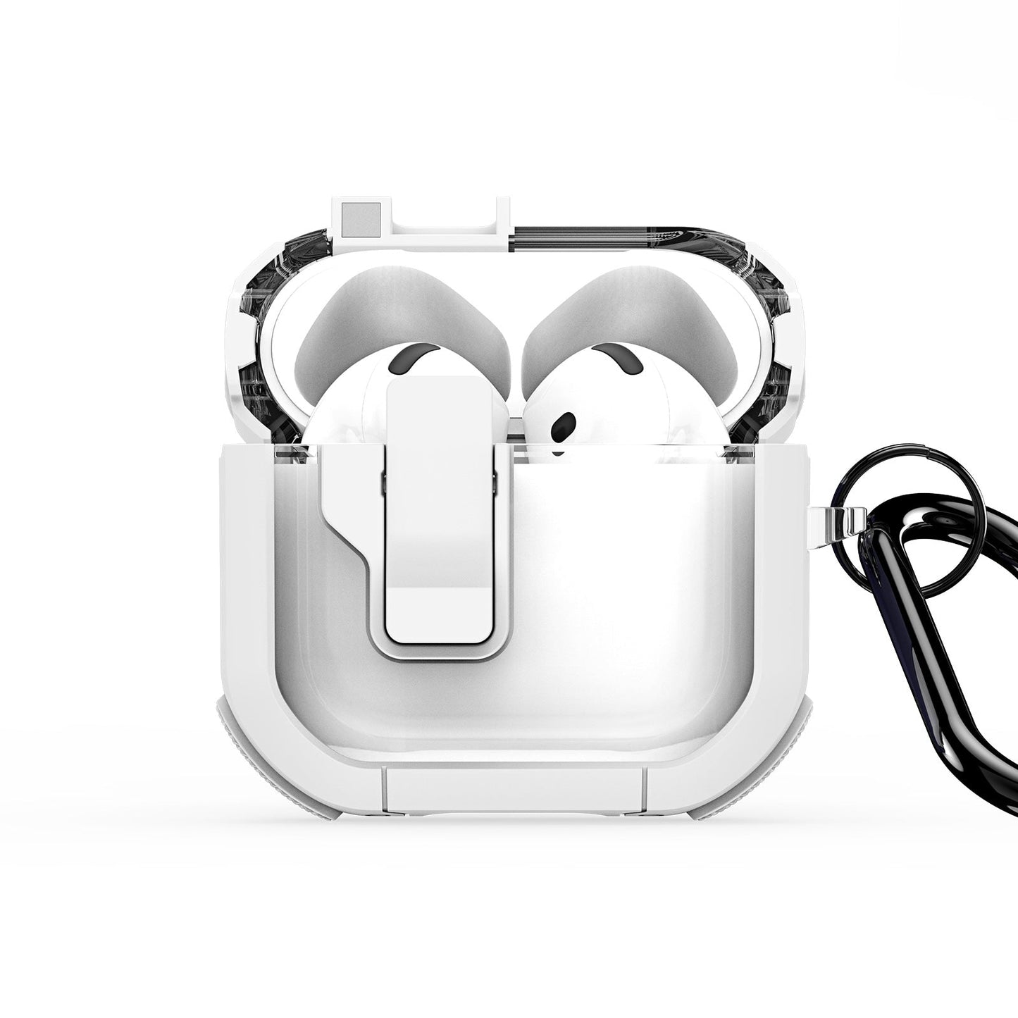 For AirPods 4 Earphone Case DUX DUCIS PECN Series PC+TPU Case Bluetooth Earphone Cover with Hook - White