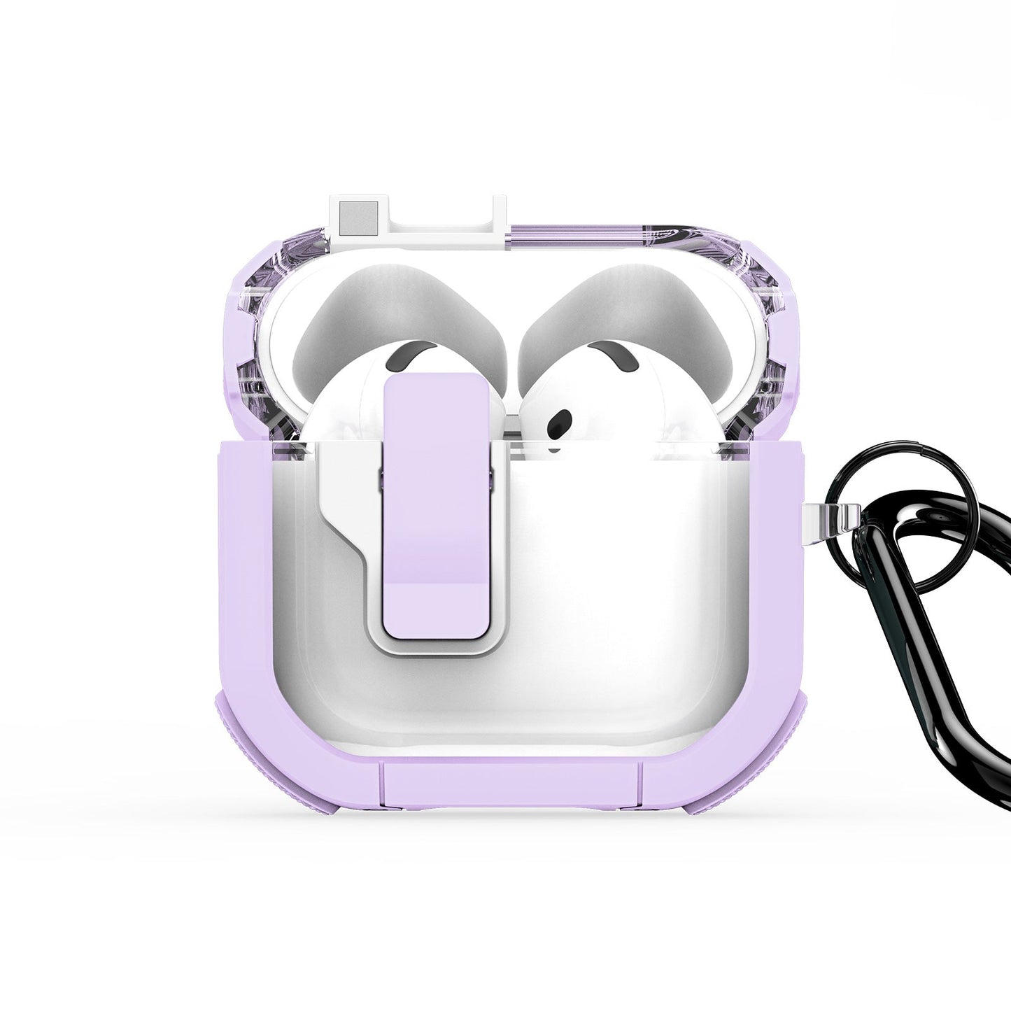 For AirPods 4 Earphone Case DUX DUCIS PECN Series PC+TPU Case Bluetooth Earphone Cover with Hook - Purple White