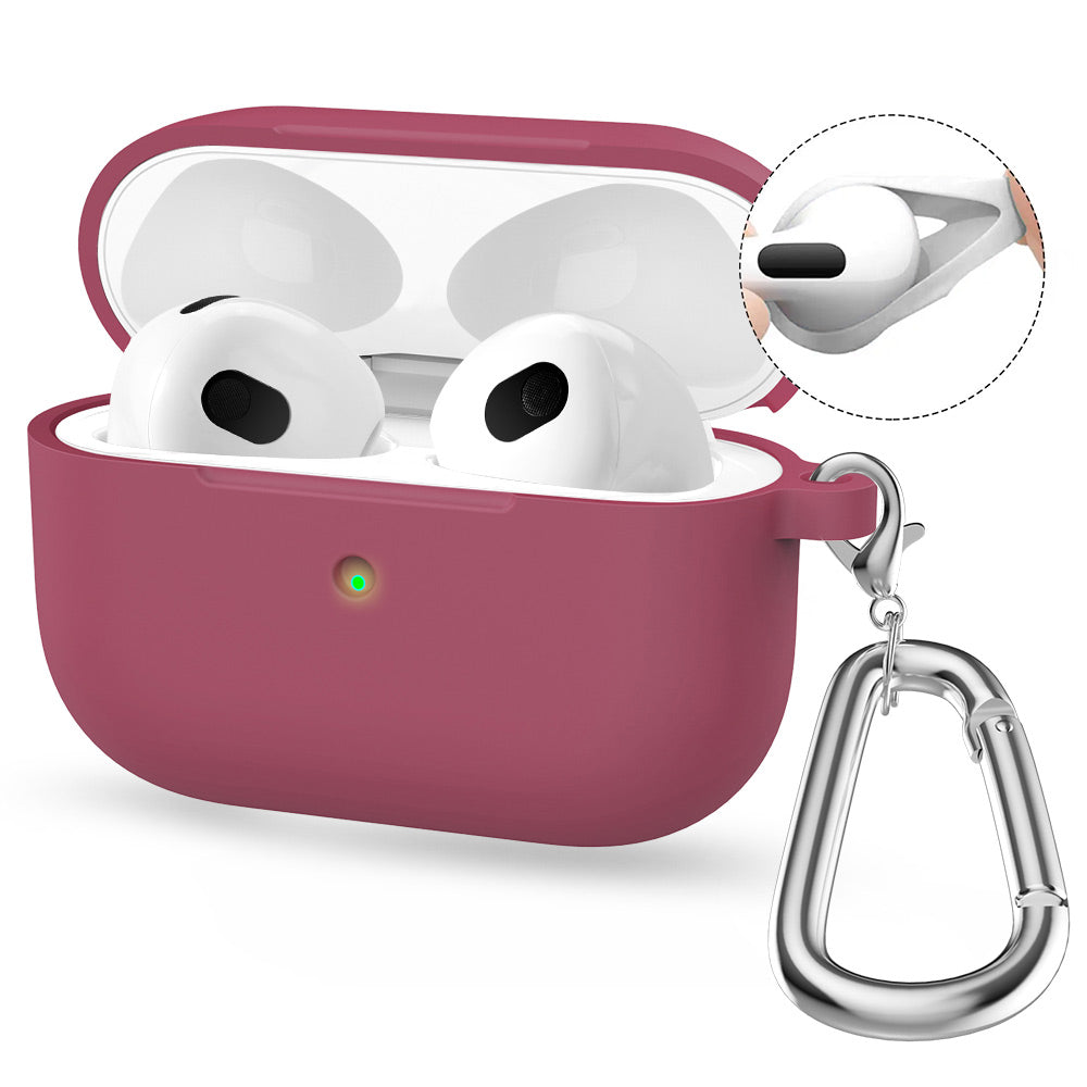 AirPods 4 (2024) ENKAY HAT PRINCE Silicone Case Bluetooth Earphone Protector Cover with Hook / Earbuds - Purplish Red