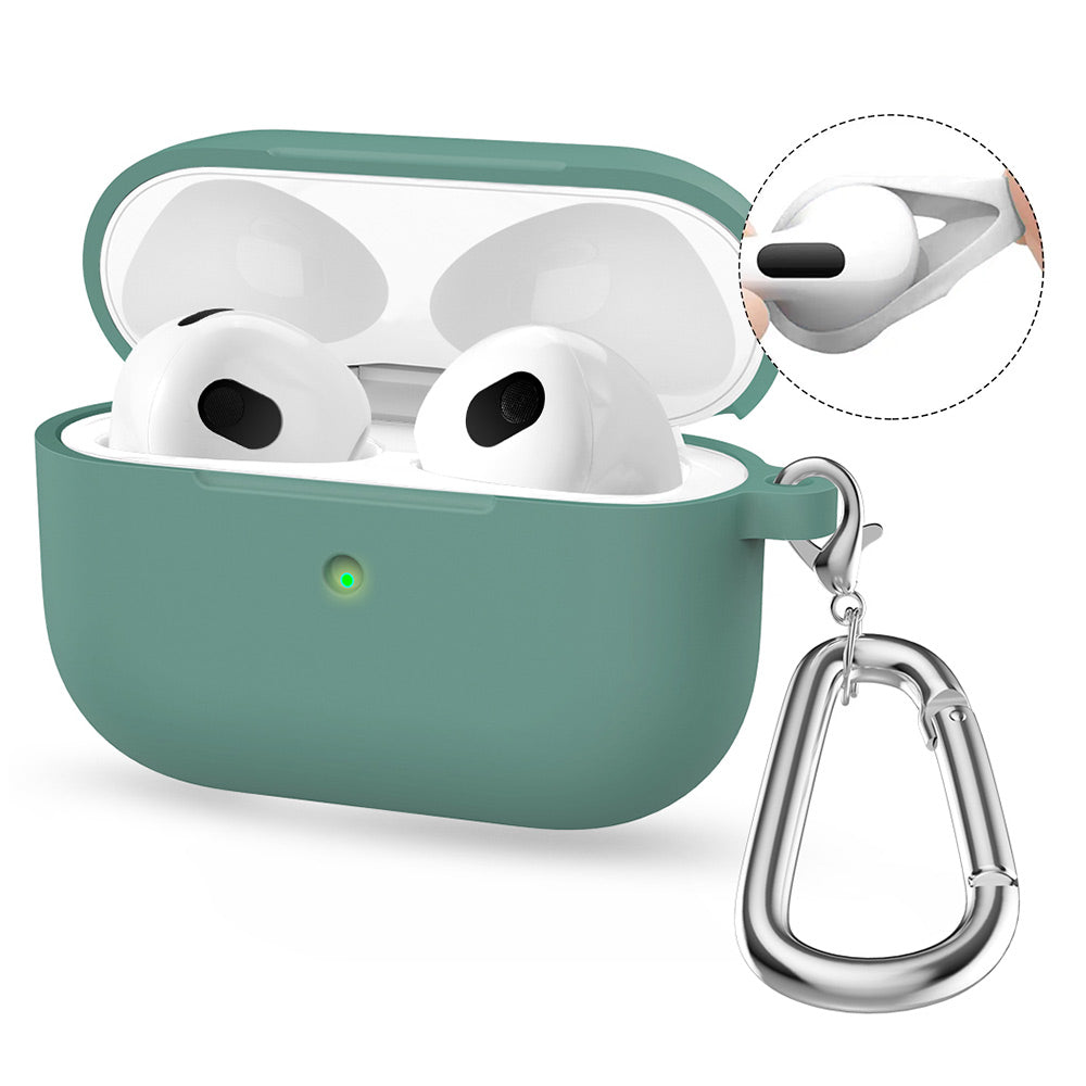 AirPods 4 (2024) ENKAY HAT PRINCE Silicone Case Bluetooth Earphone Protector Cover with Hook / Earbuds - Pine Needle Green