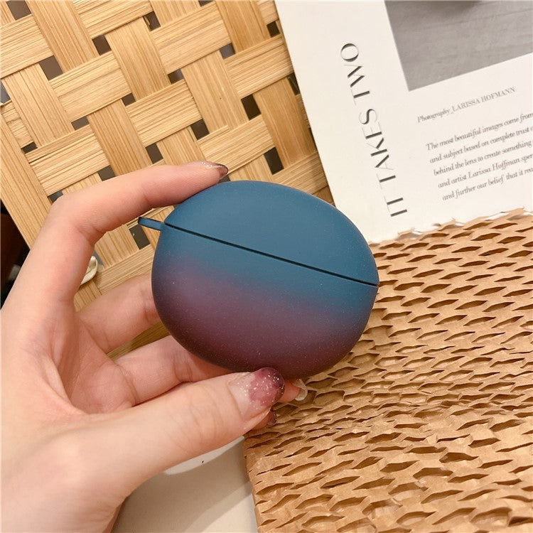 For Honor Earbuds X7 Matte Hard PC Case Gradient Design Anti-Drop TWS Earbuds Protective Cover with Buckle - Blue / Purple