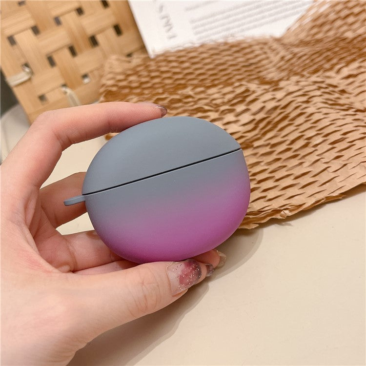 For Honor Earbuds X7 Matte Hard PC Case Gradient Design Anti-Drop TWS Earbuds Protective Cover with Buckle - Grey / Purple