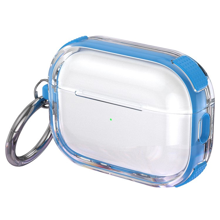 For Apple AirPods Pro Case with Carabiner Contrasting Color TPU Earphone Protective Cover - Blue
