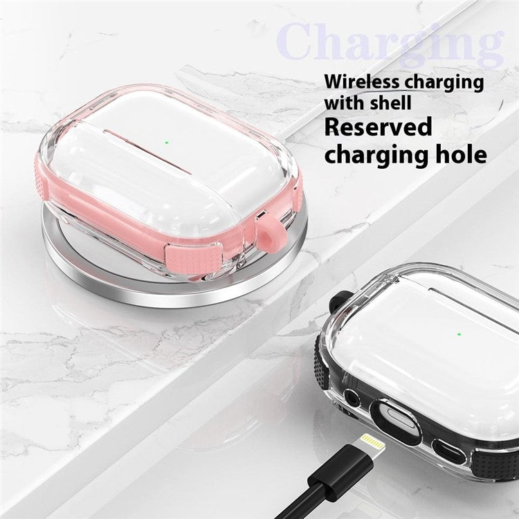 For Apple AirPods Pro Case with Carabiner Contrasting Color TPU Earphone Protective Cover - Blue