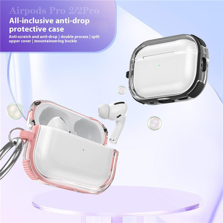 For Apple AirPods 3 Case with Carabiner Contrasting Color TPU Earphone Protective Cover - Pink