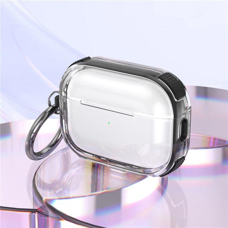 For Apple AirPods 3 Case with Carabiner Contrasting Color TPU Earphone Protective Cover - Black