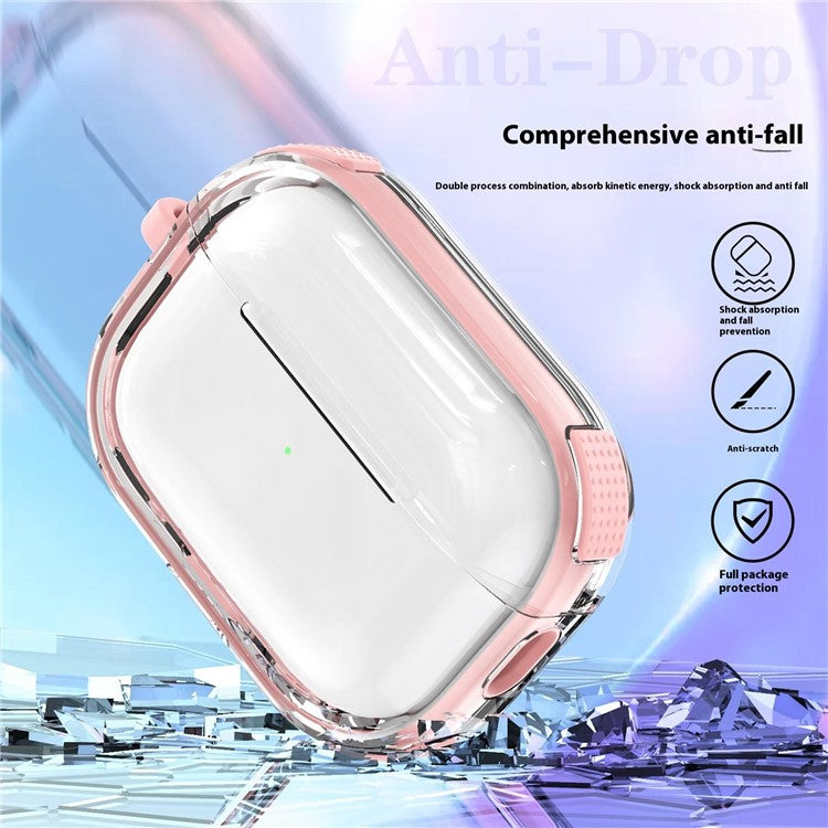 For Apple AirPods 3 Case with Carabiner Contrasting Color TPU Earphone Protective Cover - Black