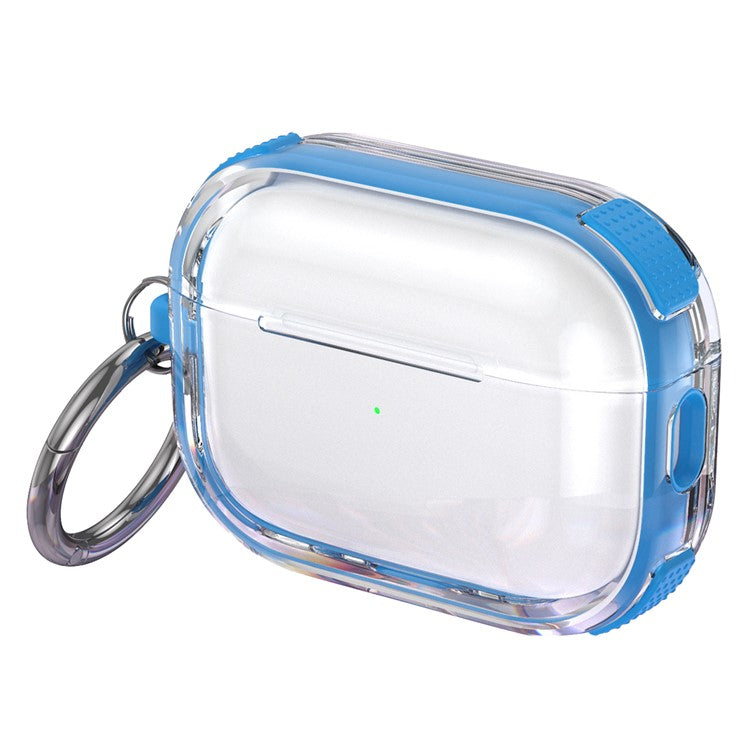 For Apple AirPods 3 Case with Carabiner Contrasting Color TPU Earphone Protective Cover - Blue