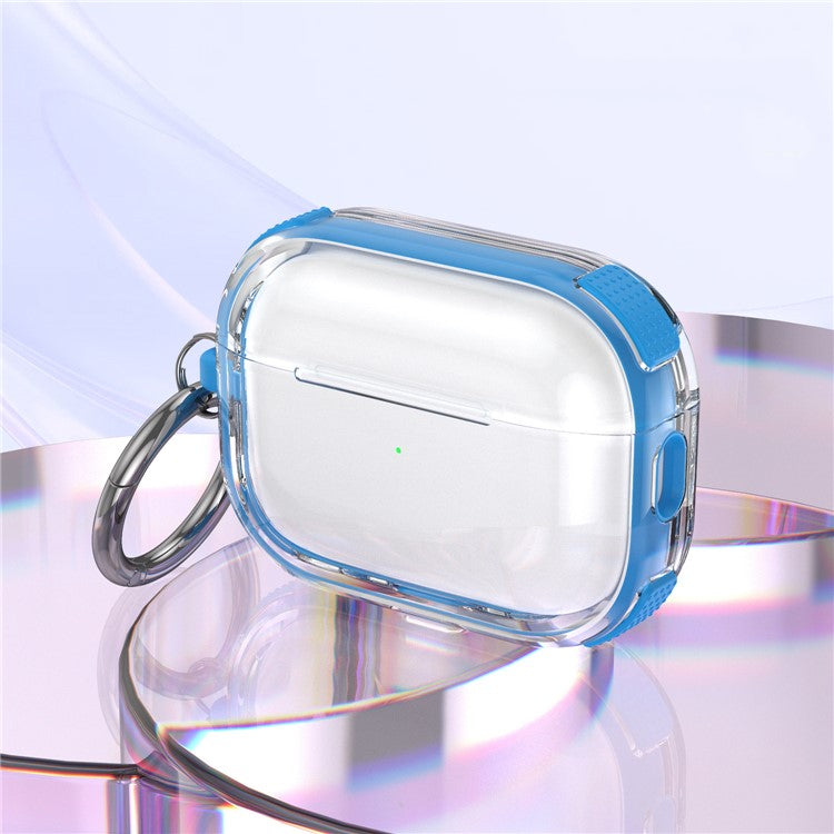 For Apple AirPods 3 Case with Carabiner Contrasting Color TPU Earphone Protective Cover - Blue