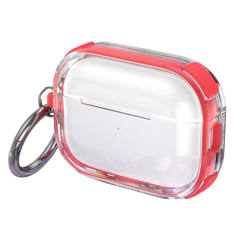 For Apple AirPods 3 Case with Carabiner Contrasting Color TPU Earphone Protective Cover - Red
