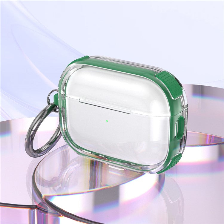 For Apple AirPods 3 Case with Carabiner Contrasting Color TPU Earphone Protective Cover - Green