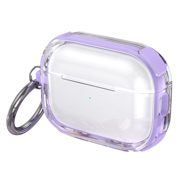 For Apple AirPods 3 Case with Carabiner Contrasting Color TPU Earphone Protective Cover - Purple