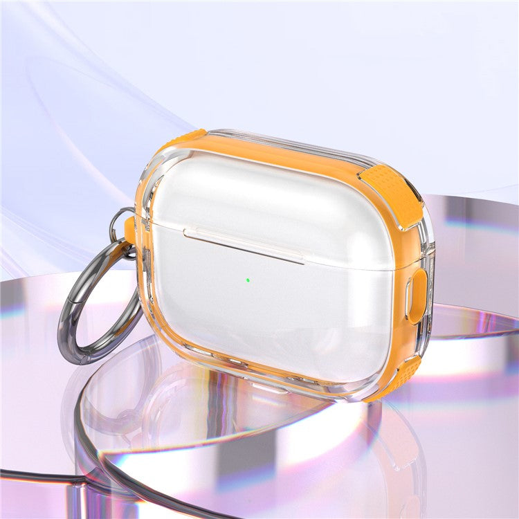 For Apple AirPods 3 Case with Carabiner Contrasting Color TPU Earphone Protective Cover - Yellow
