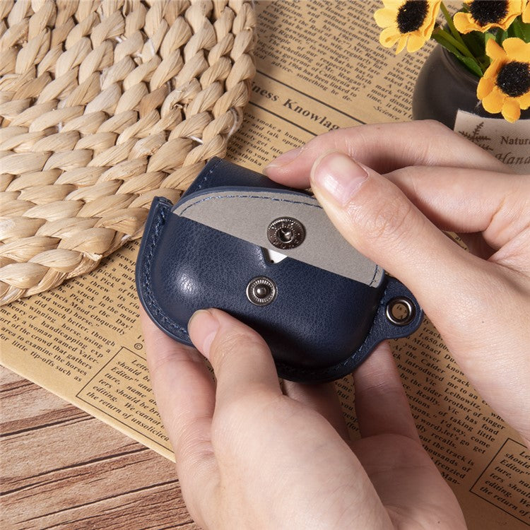 For Apple AirPods Pro 2 / AirPods Pro Charging Case Cover Backpack Style Leather+PC Earbuds Protective Case - Black