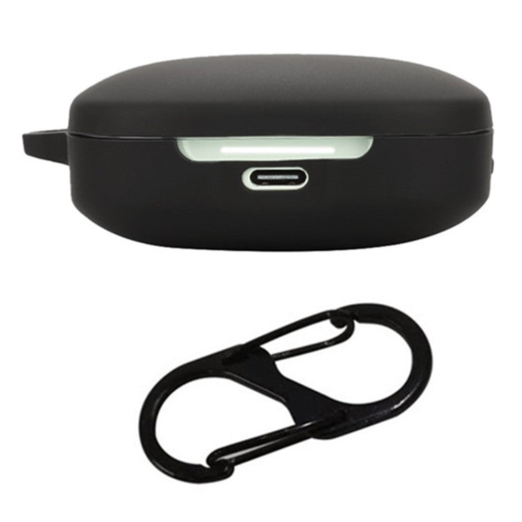 For Xiaomi Redmi Buds 6 Silicone Case Bluetooth Earphone Cover with Anti-Lost Buckle - Black